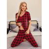imageEkouaer Pajamas Set Womens 2 Piece Lounge Set Short Sleeve Pjs Joggers Pants Sleepwear with PocketsRed Plaid