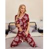 imageEkouaer Pajamas Set Womens 2 Piece Lounge Set Short Sleeve Pjs Joggers Pants Sleepwear with PocketsRedflower