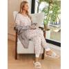 imageEkouaer Pajamas Set Womens 2 Piece Lounge Set Short Sleeve Pjs Joggers Pants Sleepwear with PocketsWhite Apricot Cashew