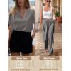 imageEkouaer Satin Pajama Set Womens Silk Short Sleeve V Neck Shirt with Long Pant Soft Loungewear Pjs SetDark Grey