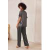 imageEkouaer Satin Pajama Set Womens Silk Short Sleeve V Neck Shirt with Long Pant Soft Loungewear Pjs SetDark Grey