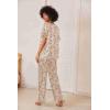 imageEkouaer Satin Pajama Set Womens Silk Short Sleeve V Neck Shirt with Long Pant Soft Loungewear Pjs SetFloral Apricot