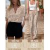 imageEkouaer Satin Pajama Set Womens Silk Short Sleeve V Neck Shirt with Long Pant Soft Loungewear Pjs SetFloral Apricot