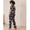 imageEkouaer Satin Pajama Set Womens Silk Short Sleeve V Neck Shirt with Long Pant Soft Loungewear Pjs SetFloral Black