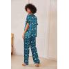 imageEkouaer Satin Pajama Set Womens Silk Short Sleeve V Neck Shirt with Long Pant Soft Loungewear Pjs SetFloral BlueGreen