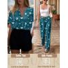 imageEkouaer Satin Pajama Set Womens Silk Short Sleeve V Neck Shirt with Long Pant Soft Loungewear Pjs SetFloral BlueGreen