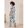 imageEkouaer Satin Pajama Set Womens Silk Short Sleeve V Neck Shirt with Long Pant Soft Loungewear Pjs SetFloral White