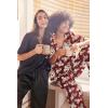 imageEkouaer Satin Pajama Set Womens Silk Short Sleeve V Neck Shirt with Long Pant Soft Loungewear Pjs SetFloral Wine Red