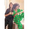 imageEkouaer Satin Pajama Set Womens Silk Short Sleeve V Neck Shirt with Long Pant Soft Loungewear Pjs SetGreen Tiger
