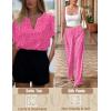 imageEkouaer Satin Pajama Set Womens Silk Short Sleeve V Neck Shirt with Long Pant Soft Loungewear Pjs SetPink Leopard
