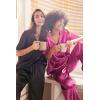 imageEkouaer Satin Pajama Set Womens Silk Short Sleeve V Neck Shirt with Long Pant Soft Loungewear Pjs SetPlum