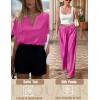 imageEkouaer Satin Pajama Set Womens Silk Short Sleeve V Neck Shirt with Long Pant Soft Loungewear Pjs SetPlum