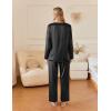 imageEkouaer Silk Satin Pajamas Set Womens 2 Piece Pjs Long Pant Fall Soft Sleepwear Button Up Loungewear with PocketsBlack