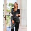 imageEkouaer Silk Satin Pajamas Set Womens 2 Piece Pjs Long Pant Fall Soft Sleepwear Button Up Loungewear with PocketsBlack