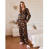 imageEkouaer Silk Satin Pajamas Set Womens 2 Piece Pjs Long Pant Fall Soft Sleepwear Button Up Loungewear with PocketsBlackhalloween