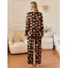 imageEkouaer Silk Satin Pajamas Set Womens 2 Piece Pjs Long Pant Fall Soft Sleepwear Button Up Loungewear with PocketsBlackhalloween
