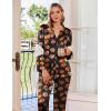 imageEkouaer Silk Satin Pajamas Set Womens 2 Piece Pjs Long Pant Fall Soft Sleepwear Button Up Loungewear with PocketsBlackhalloween