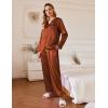 imageEkouaer Silk Satin Pajamas Set Womens 2 Piece Pjs Long Pant Fall Soft Sleepwear Button Up Loungewear with PocketsCaramel