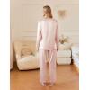 imageEkouaer Silk Satin Pajamas Set Womens 2 Piece Pjs Long Pant Fall Soft Sleepwear Button Up Loungewear with PocketsChampagne