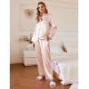 imageEkouaer Silk Satin Pajamas Set Womens 2 Piece Pjs Long Pant Fall Soft Sleepwear Button Up Loungewear with PocketsChampagne