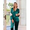 imageEkouaer Silk Satin Pajamas Set Womens 2 Piece Pjs Long Pant Fall Soft Sleepwear Button Up Loungewear with PocketsGreen