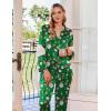 imageEkouaer Silk Satin Pajamas Set Womens 2 Piece Pjs Long Pant Fall Soft Sleepwear Button Up Loungewear with PocketsGreenchristmas