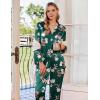 imageEkouaer Silk Satin Pajamas Set Womens 2 Piece Pjs Long Pant Fall Soft Sleepwear Button Up Loungewear with PocketsGreenflower