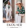 imageEkouaer Silk Satin Pajamas Set Womens 2 Piece Pjs Long Pant Fall Soft Sleepwear Button Up Loungewear with PocketsGreenflower