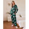 imageEkouaer Silk Satin Pajamas Set Womens 2 Piece Pjs Long Pant Fall Soft Sleepwear Button Up Loungewear with PocketsGreenflower