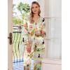 imageEkouaer Silk Satin Pajamas Set Womens 2 Piece Pjs Long Pant Fall Soft Sleepwear Button Up Loungewear with PocketsGreenstripes Animal