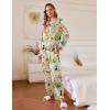 imageEkouaer Silk Satin Pajamas Set Womens 2 Piece Pjs Long Pant Fall Soft Sleepwear Button Up Loungewear with PocketsGreenstripes Animal