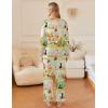 imageEkouaer Silk Satin Pajamas Set Womens 2 Piece Pjs Long Pant Fall Soft Sleepwear Button Up Loungewear with PocketsGreenstripes Animal