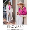 imageEkouaer Silk Satin Pajamas Set Womens 2 Piece Pjs Long Pant Fall Soft Sleepwear Button Up Loungewear with PocketsHot Pink