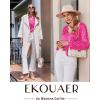 imageEkouaer Silk Satin Pajamas Set Womens 2 Piece Pjs Long Pant Fall Soft Sleepwear Button Up Loungewear with PocketsHot Pink Leopard