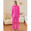 imageEkouaer Silk Satin Pajamas Set Womens 2 Piece Pjs Long Pant Fall Soft Sleepwear Button Up Loungewear with PocketsHot Pink Leopard