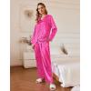 imageEkouaer Silk Satin Pajamas Set Womens 2 Piece Pjs Long Pant Fall Soft Sleepwear Button Up Loungewear with PocketsHot Pink Leopard