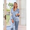imageEkouaer Silk Satin Pajamas Set Womens 2 Piece Pjs Long Pant Fall Soft Sleepwear Button Up Loungewear with PocketsLight Blue