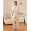 imageEkouaer Silk Satin Pajamas Set Womens 2 Piece Pjs Long Pant Fall Soft Sleepwear Button Up Loungewear with PocketsLight Khaki