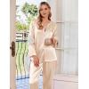 imageEkouaer Silk Satin Pajamas Set Womens 2 Piece Pjs Long Pant Fall Soft Sleepwear Button Up Loungewear with PocketsLight Khaki