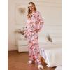 imageEkouaer Silk Satin Pajamas Set Womens 2 Piece Pjs Long Pant Fall Soft Sleepwear Button Up Loungewear with PocketsPink Animal Art
