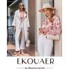 imageEkouaer Silk Satin Pajamas Set Womens 2 Piece Pjs Long Pant Fall Soft Sleepwear Button Up Loungewear with PocketsPink Animal Art