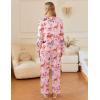 imageEkouaer Silk Satin Pajamas Set Womens 2 Piece Pjs Long Pant Fall Soft Sleepwear Button Up Loungewear with PocketsPink Animal Art