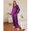 imageEkouaer Silk Satin Pajamas Set Womens 2 Piece Pjs Long Pant Fall Soft Sleepwear Button Up Loungewear with PocketsPurple