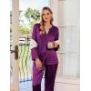 imageEkouaer Silk Satin Pajamas Set Womens 2 Piece Pjs Long Pant Fall Soft Sleepwear Button Up Loungewear with PocketsPurple