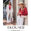 imageEkouaer Silk Satin Pajamas Set Womens 2 Piece Pjs Long Pant Fall Soft Sleepwear Button Up Loungewear with PocketsRed