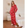 imageEkouaer Silk Satin Pajamas Set Womens 2 Piece Pjs Long Pant Fall Soft Sleepwear Button Up Loungewear with PocketsRedchristmas