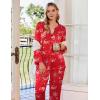 imageEkouaer Silk Satin Pajamas Set Womens 2 Piece Pjs Long Pant Fall Soft Sleepwear Button Up Loungewear with PocketsRedchristmas