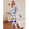 imageEkouaer Silk Satin Pajamas Set Womens 2 Piece Pjs Long Pant Fall Soft Sleepwear Button Up Loungewear with PocketsWhite Abstract Doodle