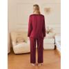 imageEkouaer Silk Satin Pajamas Set Womens 2 Piece Pjs Long Pant Fall Soft Sleepwear Button Up Loungewear with PocketsWine Red