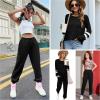 imageEkouaer Sweatsuits Womens Loungewear Set Tracksuit Long Sleeve Pajamas Set with Pockets 2 Piece Outfits Lounge SetsBlack